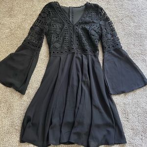 Lulus Black long sleeved dress with embroidery. Size small.